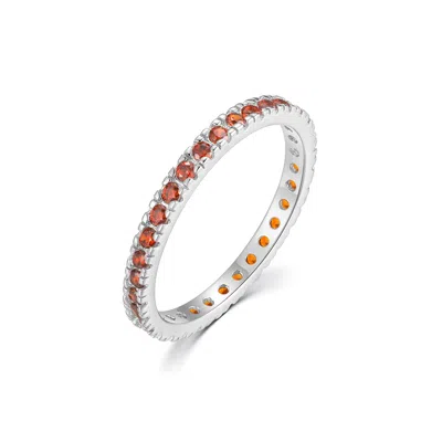 Evesaddiction Cz Sterling Silver Stackable Birthstone Eternity Band - Silver / 5 / January In Metallic