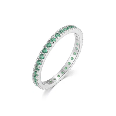 Evesaddiction Cz Sterling Silver Stackable Birthstone Eternity Band - Silver / 5 / May In Metallic