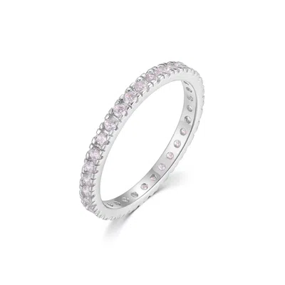 Evesaddiction Cz Sterling Silver Stackable Birthstone Eternity Band - Silver / 5 / June In Metallic