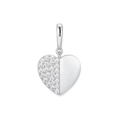 Evesaddiction Crystal Heart Charm - Silver In Metallic