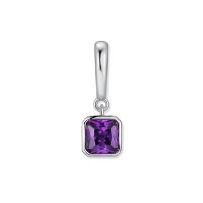 Evesaddiction Birthstone Square Hinge Charm - Silver / February In Metallic