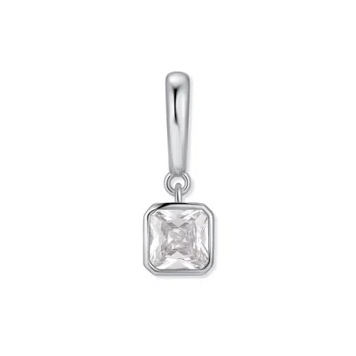 Evesaddiction Birthstone Square Hinge Charm - Silver / April In White