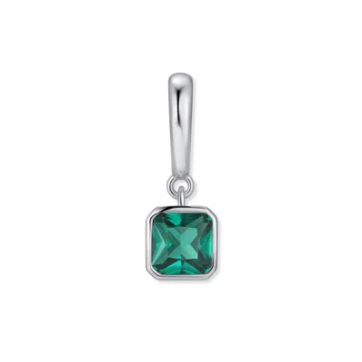 Evesaddiction Birthstone Square Hinge Charm - Silver / May In Green