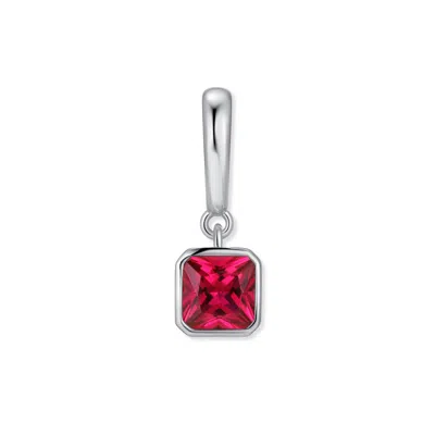 Evesaddiction Birthstone Square Hinge Charm - Silver / July In Red