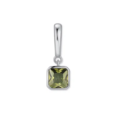 Evesaddiction Birthstone Square Hinge Charm - Silver / August In Green