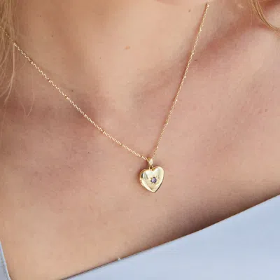 Evesaddiction Custom Birthstone Heart Locket In Gold
