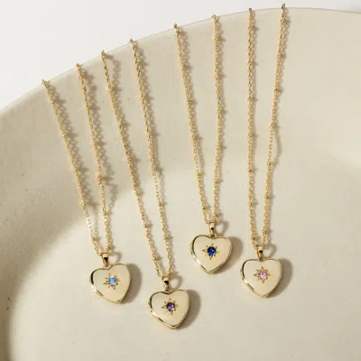 Evesaddiction Custom Birthstone Heart Locket In Gold