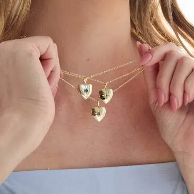Evesaddiction Custom Birthstone Heart Locket In Gold
