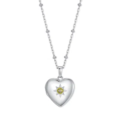 Evesaddiction Custom Birthstone Heart Locket - Silver / August In Metallic
