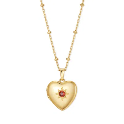 Evesaddiction Custom Birthstone Heart Locket - Gold / January In Gold