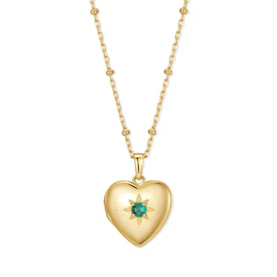 Evesaddiction Custom Birthstone Heart Locket - Gold / May In Gold
