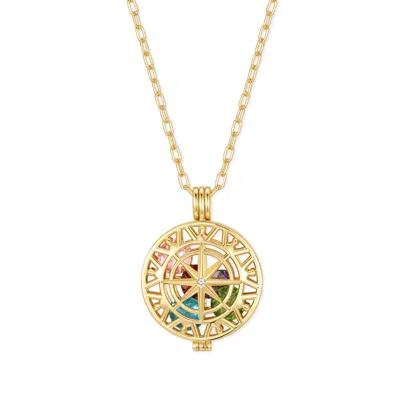 Evesaddiction Custom Compass Birthstone Locket - Gold In Gold