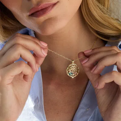 Evesaddiction Custom Flower Birthstone Locket In Gold