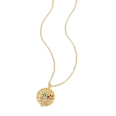 Evesaddiction Custom Flower Birthstone Locket In Gold