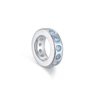 Evesaddiction Petite Birthstone Rondelle Charm - Silver / December In Blue