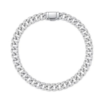 Evesaddiction Waterproof Cz Cuban Chain Bracelet - Silver In Metallic