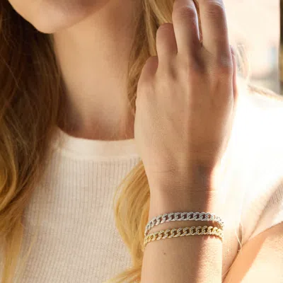 Evesaddiction Waterproof Cz Cuban Chain Bracelet In Gold