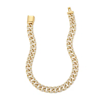 Evesaddiction Waterproof Cz Cuban Chain Bracelet In Gold