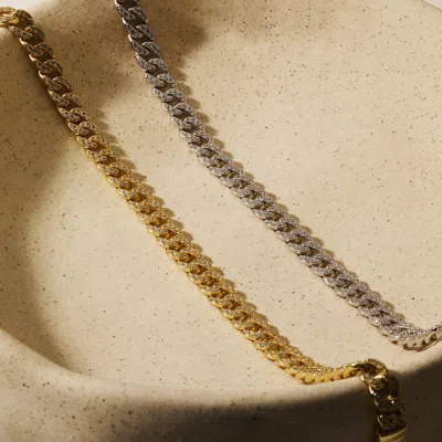 Evesaddiction Waterproof Cz Cuban Chain Bracelet In Gold