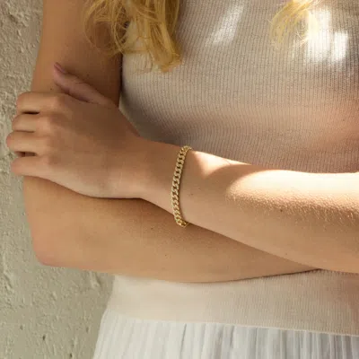 Evesaddiction Waterproof Cz Cuban Chain Bracelet In Gold