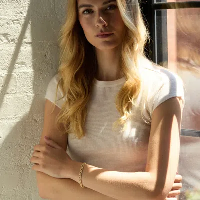 Evesaddiction Waterproof Cz Cuban Chain Bracelet In Gold