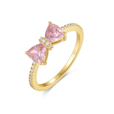 Evesaddiction Custom Birthstone Bow Ring In Gold