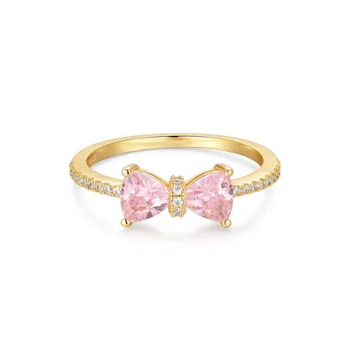 Evesaddiction Custom Birthstone Bow Ring In Gold