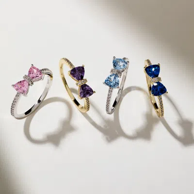 Evesaddiction Custom Birthstone Bow Ring In Gold