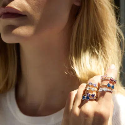 Evesaddiction Custom Birthstone Bow Ring In Gold