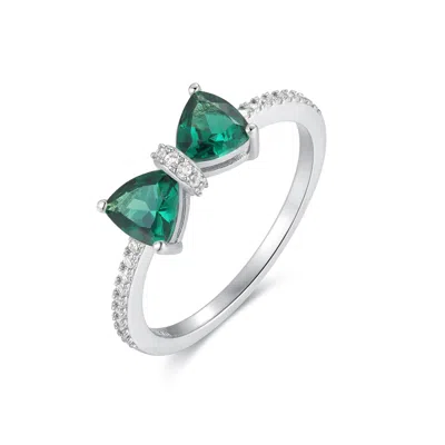 Evesaddiction Custom Birthstone Bow Ring - Silver / 6 / May In Metallic