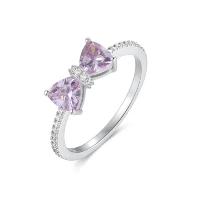 Evesaddiction Custom Birthstone Bow Ring - Silver / 6 / June