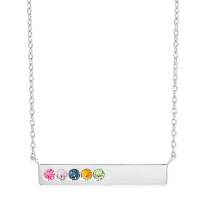 Evesaddiction Birthstone Bar Necklace - Silver / 5 In Metallic