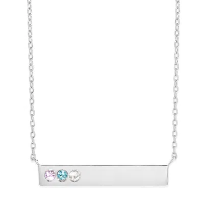 Evesaddiction Birthstone Bar Necklace - Silver / 3 In Metallic