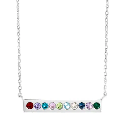 Evesaddiction Birthstone Bar Necklace - Silver / 10 In Silver