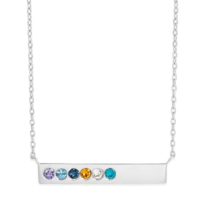 Evesaddiction Birthstone Bar Necklace - Silver / 6 In Silver