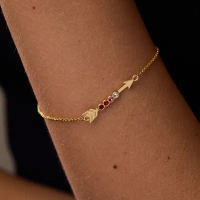 Evesaddiction Custom Birthstone Arrow Bracelet In Yellow