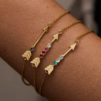 Evesaddiction Custom Birthstone Arrow Bracelet In Yellow