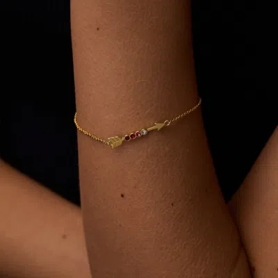 Evesaddiction Custom Birthstone Arrow Bracelet In Yellow