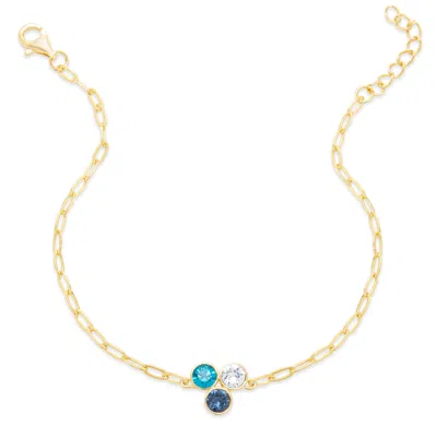 Evesaddiction Custom Paperclip Chain Birthstone Flower Bezel Bracelet In Gold