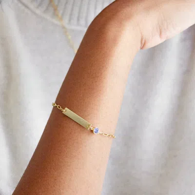 Evesaddiction Custom Paperclip Chain Bezel Set Birthstone Name Bracelet In Gold
