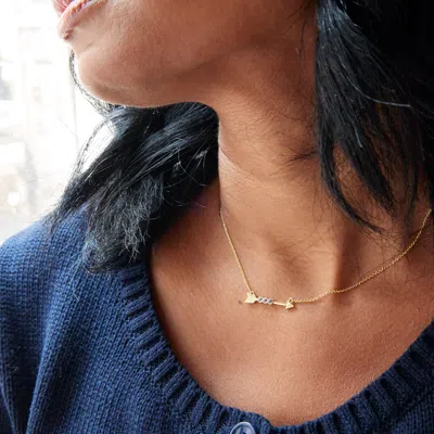Evesaddiction Birthstone Arrow Necklace In Gold