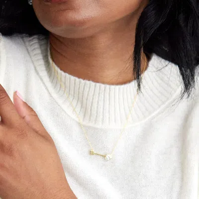 Evesaddiction Custom Heart Birthstone Arrow Necklace In Gold