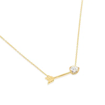 Evesaddiction Custom Heart Birthstone Arrow Necklace In Gold
