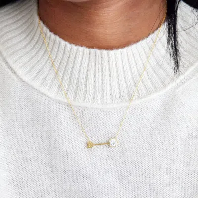 Evesaddiction Custom Heart Birthstone Arrow Necklace In Gold