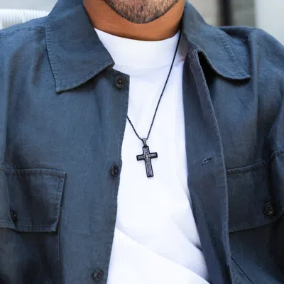 Evesaddiction Men's Spinner Cross Lord's Prayer Pendant Necklace In Black