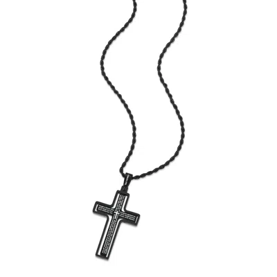 Evesaddiction Men's Spinner Cross Lord's Prayer Pendant Necklace In Black