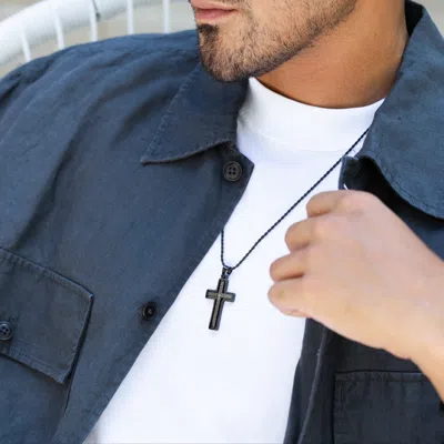 Evesaddiction Men's Spinner Cross Lord's Prayer Pendant Necklace In Black
