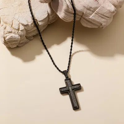 Evesaddiction Men's Spinner Cross Lord's Prayer Pendant Necklace In Black