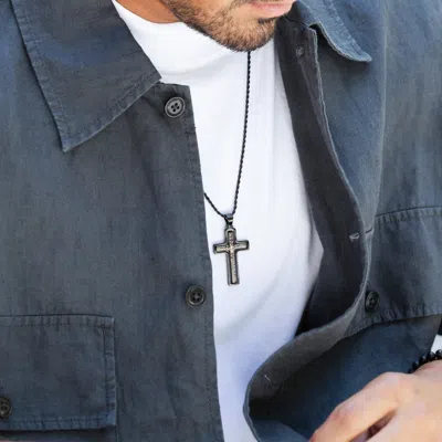 Evesaddiction Men's Spinner Cross Lord's Prayer Pendant Necklace In Black