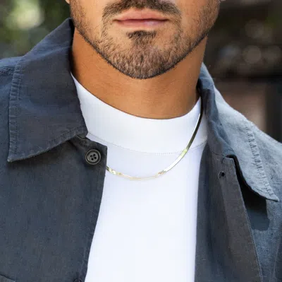 Evesaddiction Men's Gold Plated Sterling Silver Herringbone Chain Necklace In Gold
